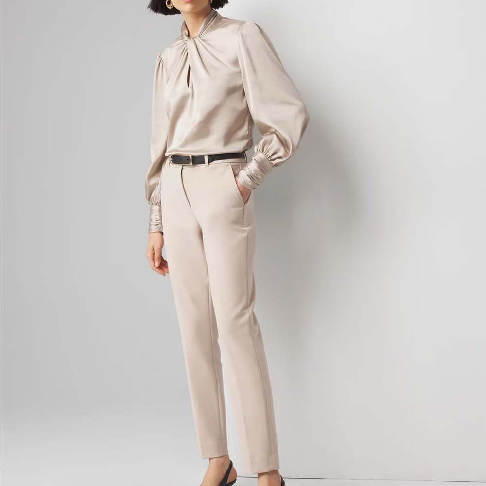 White House Black Market Cream Tapered Trousers